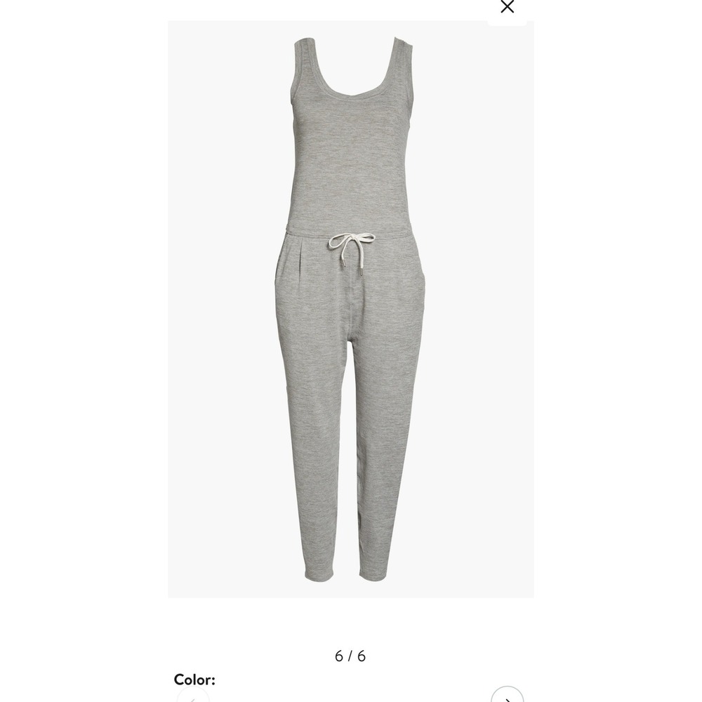 Vuori Lux Jumpsuit Heather Grey XL Sleeveless Scoop Neck Drawstring Waist Jumper
